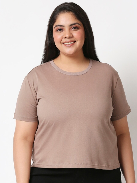 

20Dresses Women Khaki Pure Cotton T-shirt (Plus Size)