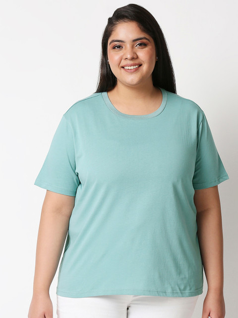 

20Dresses Women Turquoise Blue Pure Cotton T-shirt (Plus Size)
