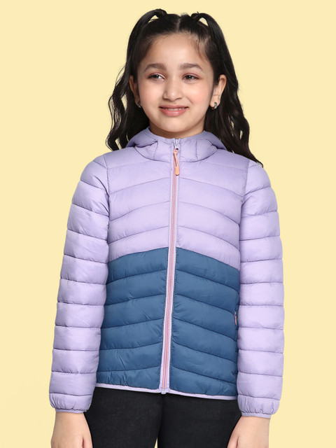 

Marks & Spencer Girls Purple & Teal Blue Colourblock Water Resistant Hooded Padded Jacket