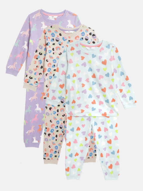 

Marks & Spencer Girls Pack of 3 Printed Pure Cotton Pyjama Set, Multi