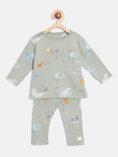 

Marks & Spencer Kids Green & Blue Conversational Print T-shirt with Pyjamas