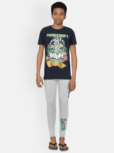 

Marks & Spencer Boys Navy Blue & Grey Minecraft Printed Pyjamas Set