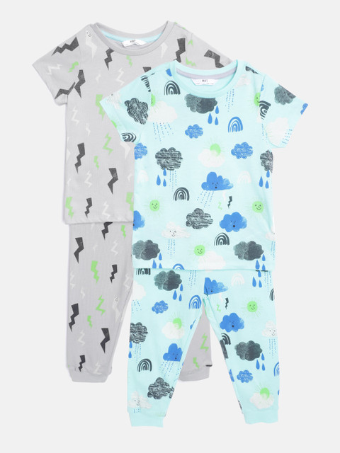 

Marks & Spencer Boys Pack of 2 Conversational Print Cotton Pyjama Sets, Blue