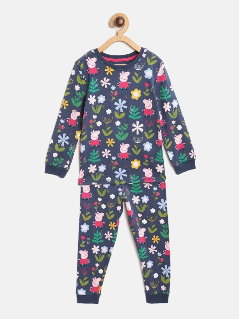 

Marks & Spencer Girls Navy Blue & Pink Peppa Pig Printed Pyjama Set