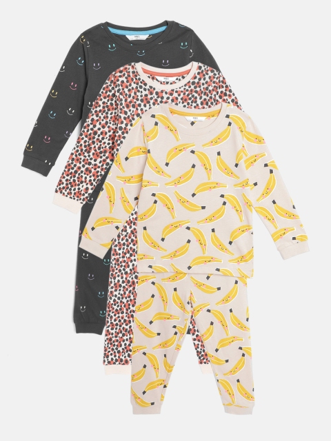 

Marks & Spencer Boys Set of 3 Conversational Print Cotton Night suit, Beige