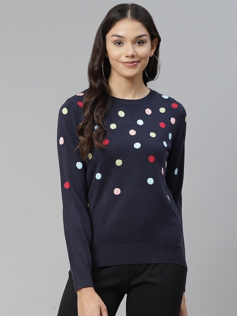 

Marks & Spencer Women Navy Blue Dotted Pattern Pullover