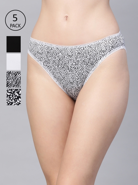 

Marks & Spencer Women Set of 5 Mid-Rise Bikini Briefs, Black