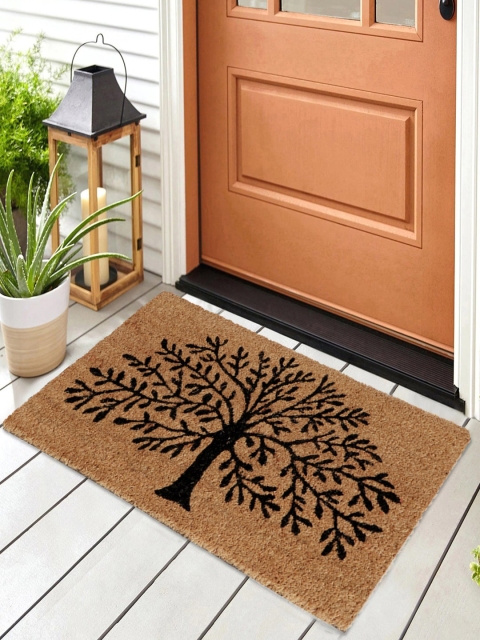 

HomeStorie Brown & Black Printed Natural Coconut Coir Anti-Skid Door Mat