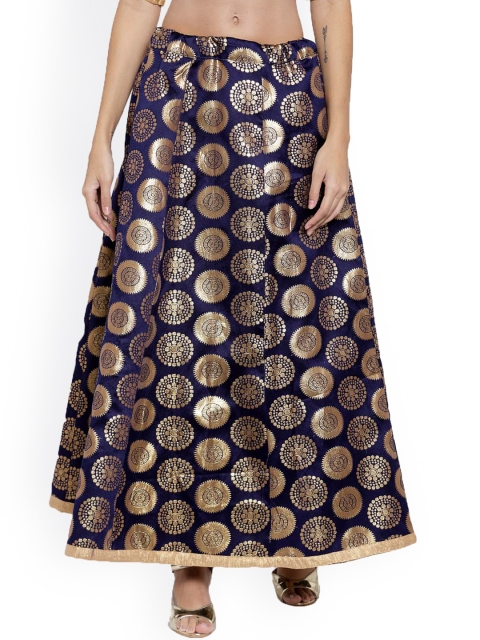 

Clora Creation Women Blue & Gold-Coloured Printed Flared Maxi Skirt