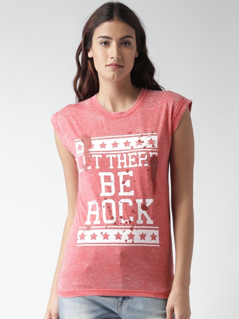 

ALCOTT Women Coral Red Printed T-Shirt
