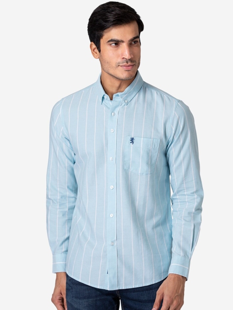 

Red Tape Men Blue Striped Cotton Casual Shirt