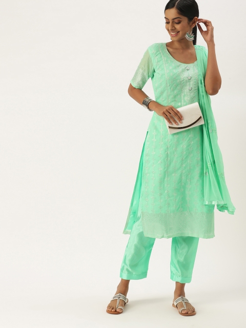 

LADUSAA Green Unstitched Dress Material