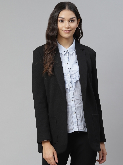 

Marks & Spencer Women Black Solid Regular Fit Blazer