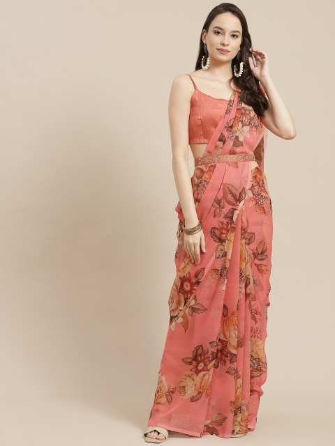 

Shae by SASSAFRAS Floral Saree, Peach