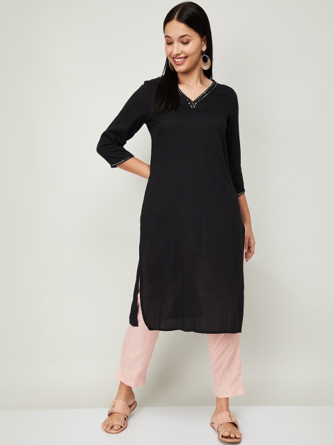 

Melange by Lifestyle Women Black Kurta