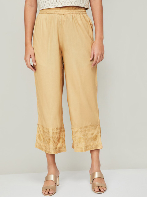 

Melange by Lifestyle Women Beige Ethnic Motifs Culottes Trousers
