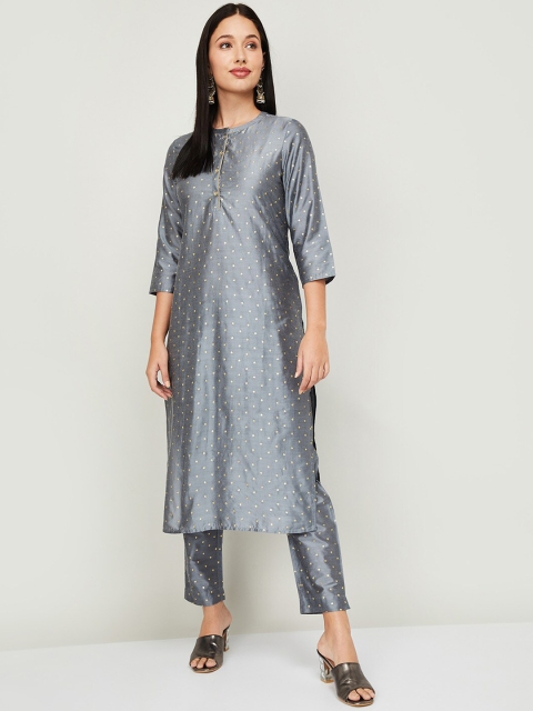 

Melange by Lifestyle Women Grey Panelled Kurti with Trousers