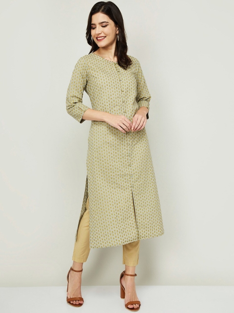 

Melange by Lifestyle Women Green Ethnic Motifs Printed Kurta