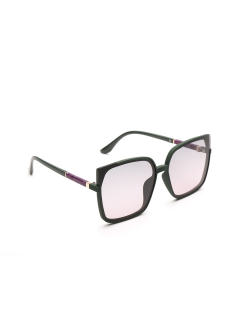 

Carlton London Women Clear Lens & Green Oversized Sunglasses with UV Protected Lens A30118, Transparent