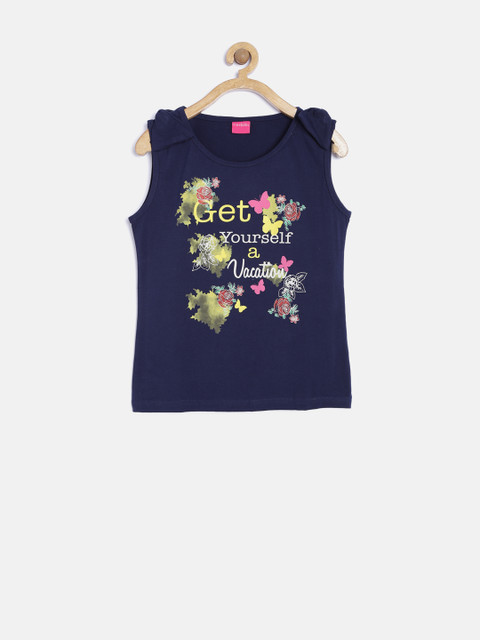 

Tiny Girl Navy Printed Top, Navy blue