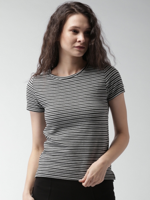 

ALCOTT Women Black & White Striped Top