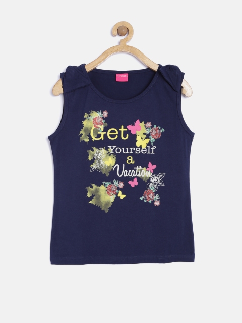 

Tiny Girl Navy Printed Top, Navy blue