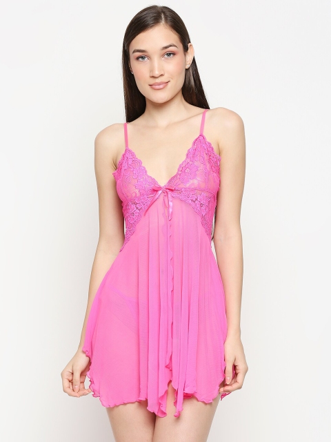

Lady Love Pink Net Baby Doll with High-Low
