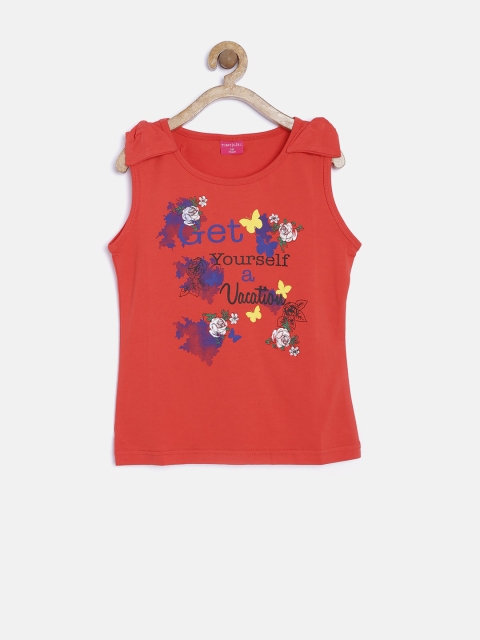 

Tiny Girl Orange Printed Sleeveless Top