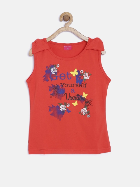 

Tiny Girl Orange Printed Sleeveless Top