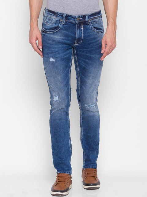 

SPYKAR Men Blue Skinny Fit Low-Rise Mildly Distressed Light Fade Pure Cotton Jeans