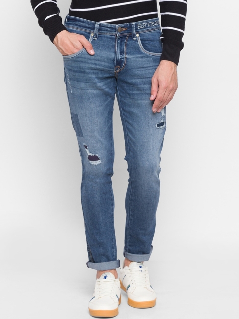

SPYKAR Men Blue Skinny Fit Low-Rise Mildly Distressed Light Fade Jeans