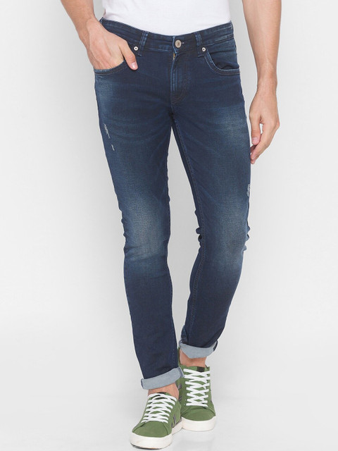 

SPYKAR Men Blue Slim Fit Low Distress Light Fade Jeans
