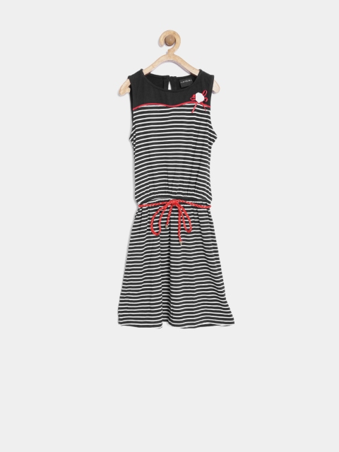 

Tiny Girl Black & White Striped Fit & Flare Dress