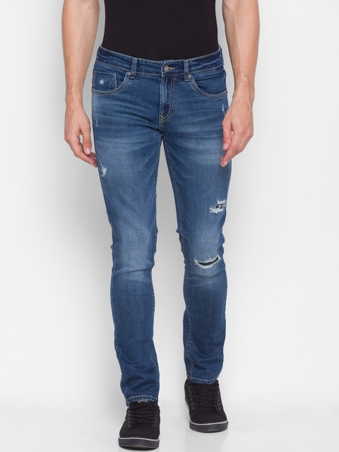 

SPYKAR Men Blue Slim Fit Mildly Distressed Light Fade Jeans