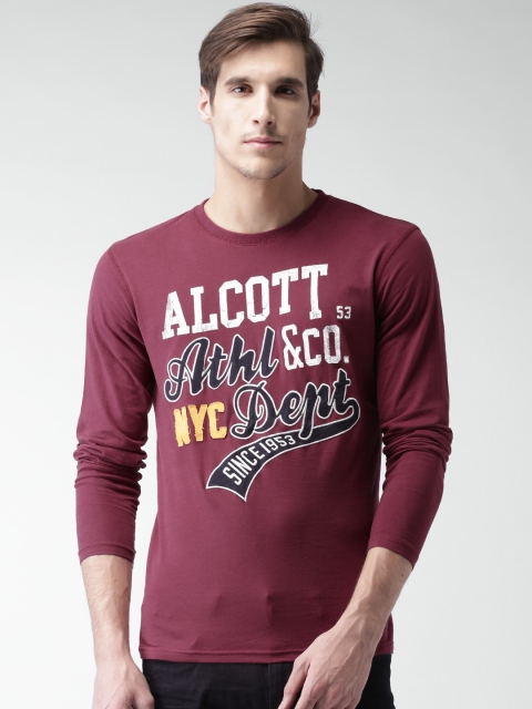 

ALCOTT Men Burgundy Printed T-Shirt