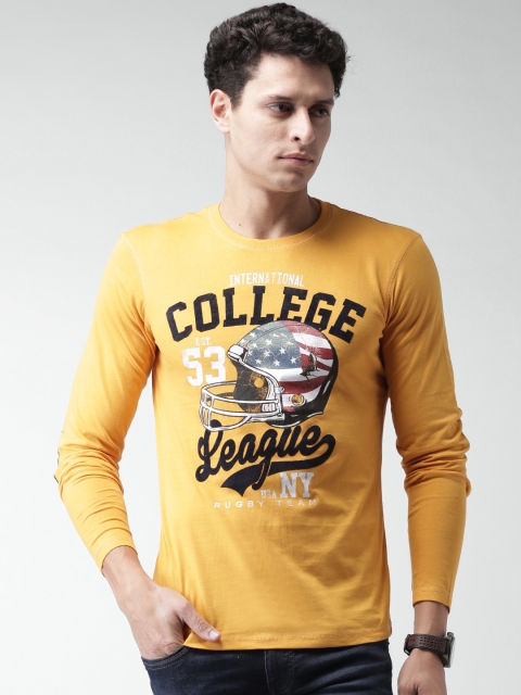 

ALCOTT Men Mustard Yellow Printed T-shirt