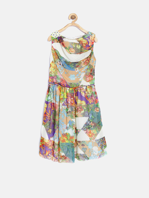 

Tiny Girl Multicoloured Printed Fit & Flare Dress, Multi