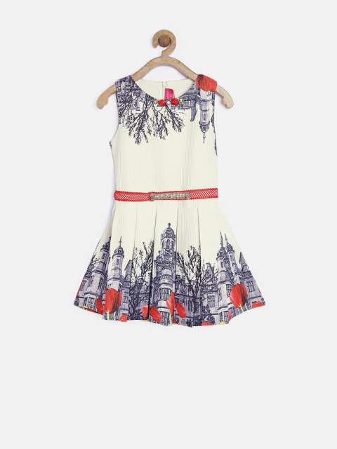 

Tiny Girl Off-White Printed Fit & Flare Dress