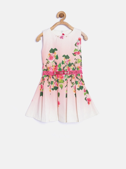 

Tiny Girl Peach Floral Printed Fit & Flare Dress