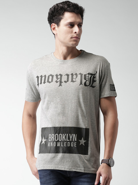 

ALCOTT Men Grey Melange Printed T-shirt