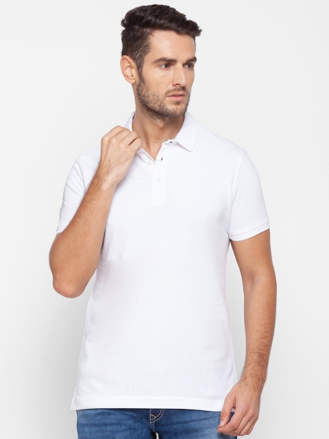

SPYKAR Men White Polo Collar Slim Fit T-shirt