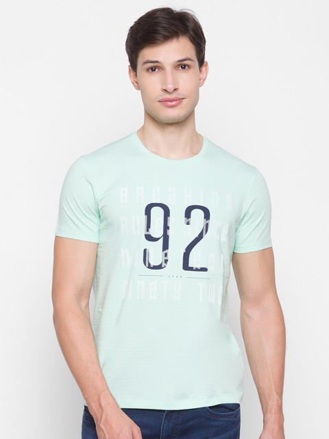 

SPYKAR Men Green Typography Printed Cotton Slim Fit T-shirt