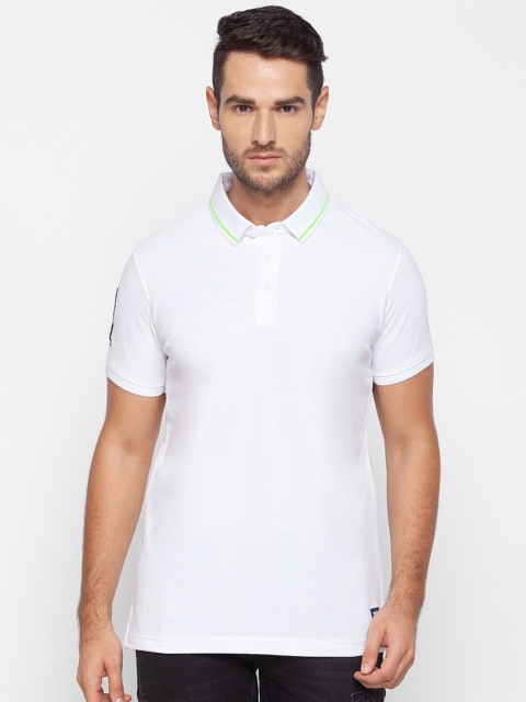 

SPYKAR Men White Polo Collar Slim Fit T-shirt