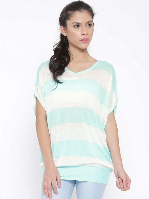 

ALCOTT Women White & Blue Striped Sweater