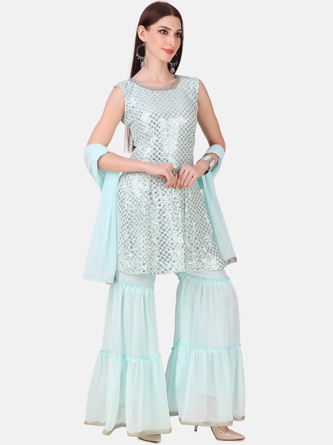 

Grancy Women Blue Ethnic Motifs Regular Kurti with Sharara & With Dupatta
