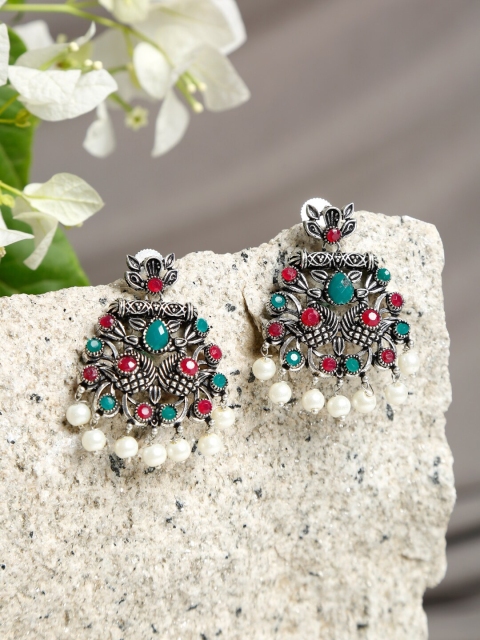 

NEUDIS Silver-Toned Contemporary Drop Earrings