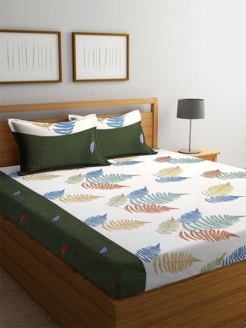 

Arrabi White & Blue Floral 300 TC Super King Bedsheet with 2 Pillow Covers