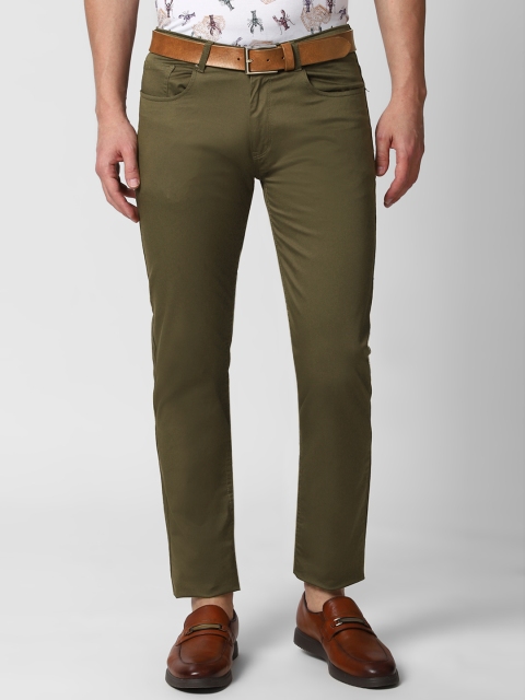 

Peter England Casuals Men Olive Green Super Slim Fit Regular Trousers