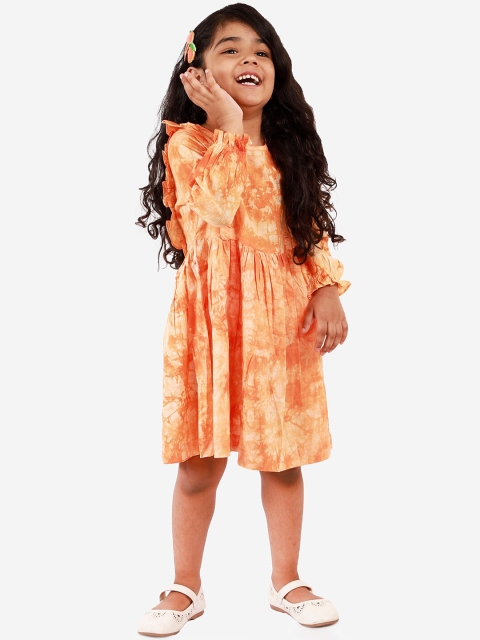 

LIL DRAMA Girls Orange Printed Dress