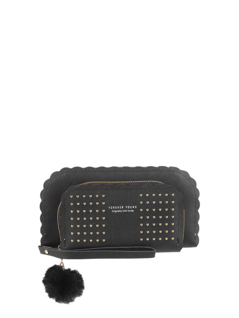 

WALKWAY Women Black & Gold-Toned Embellished Purse